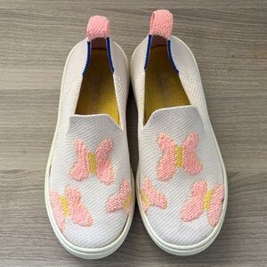 Kids White and Pink Butterfly Slip-On Shoes